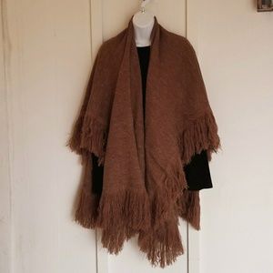 Camel colored wrap with fringe